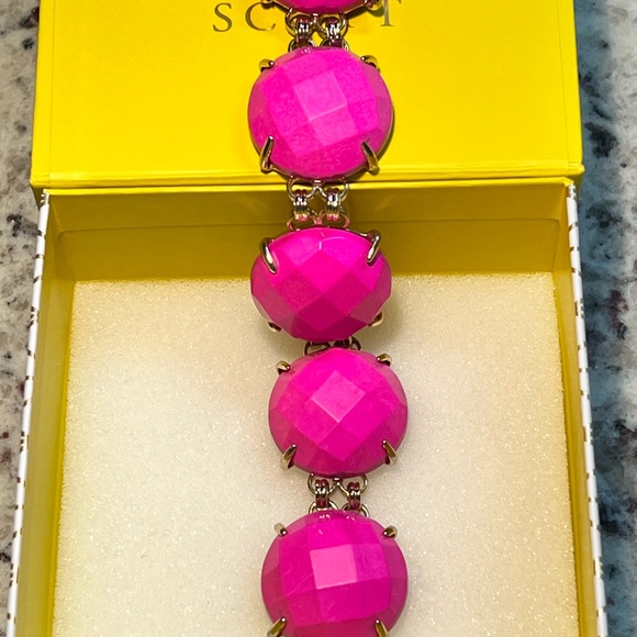 NWOT Kendra Scott Cassie Bracelet Bright Pink & Yellow Gold STUNNINGLY Perfect! - Picture 11 of 12